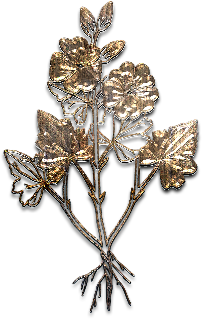 Flower,metal,aged - Texture Flower Png Gold (985x1280), Png Download