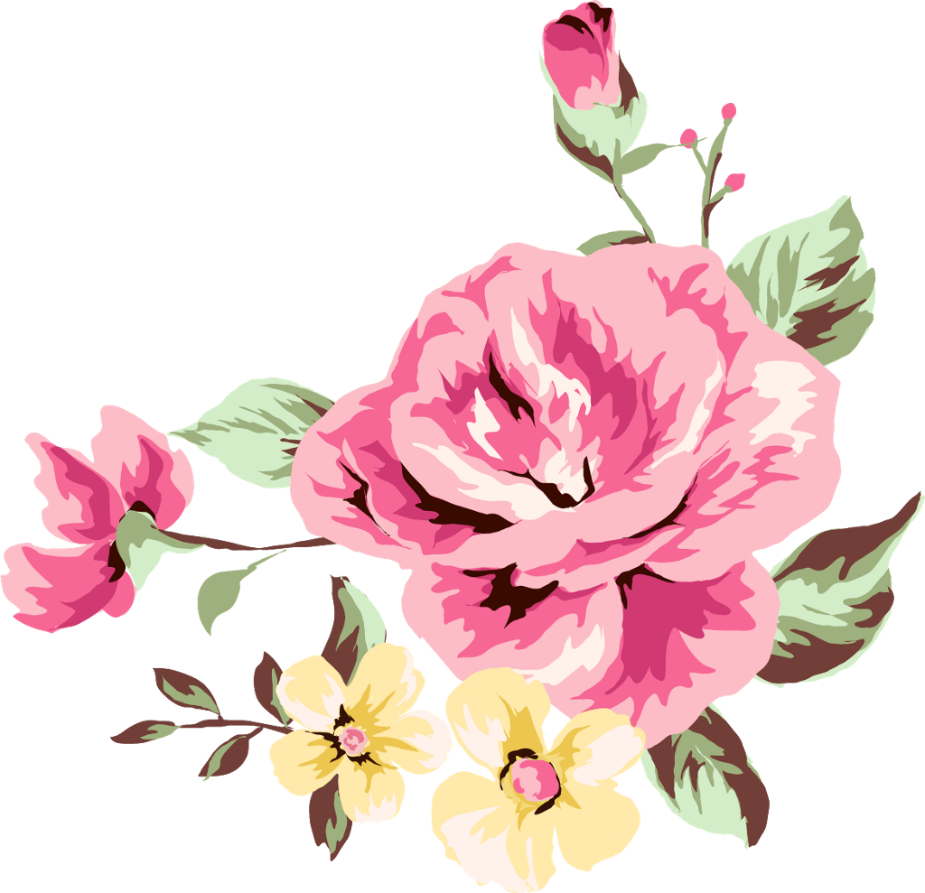 ورد Sticker - Flower Design Floral Plates (1024x989), Png Download