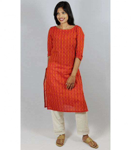 Raych Designer Printed Stylish Orange Dolby Kurta For - Formal Wear (540x617), Png Download