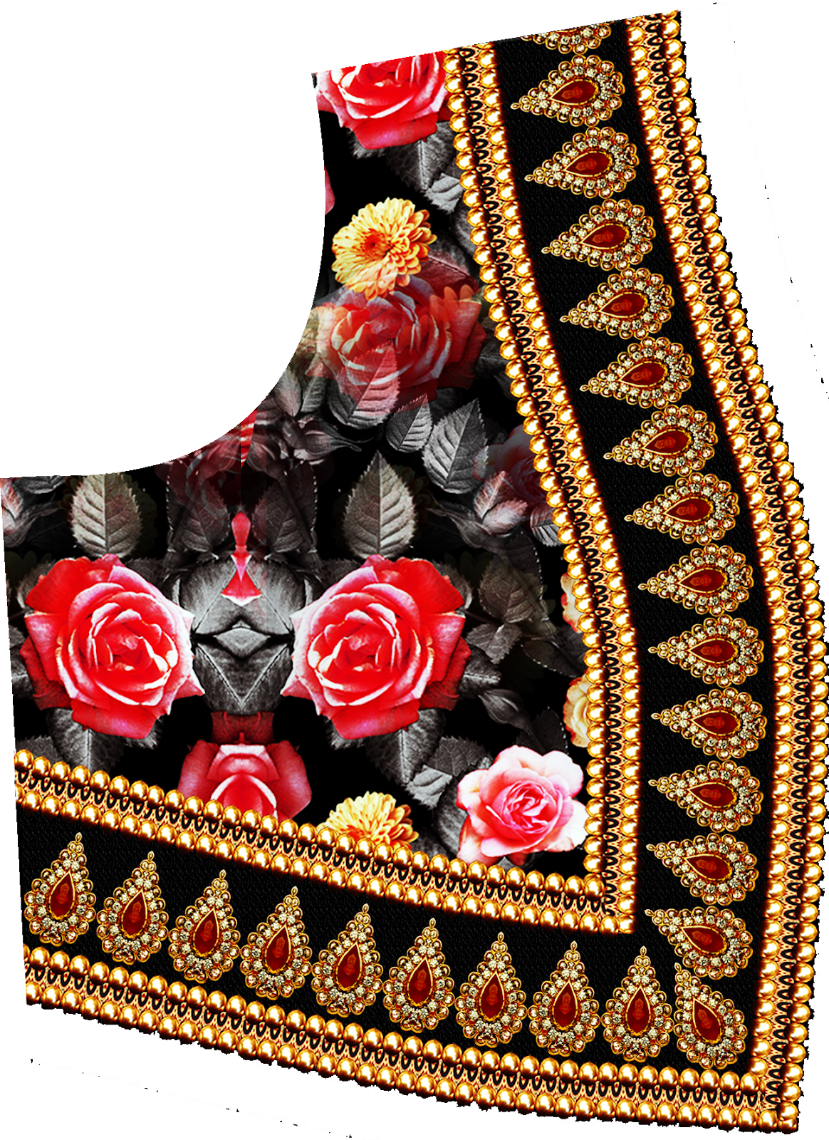 Digital Ladies Dress Pattern, Textile Design Png, Print - Embroidery (1164x1600), Png Download