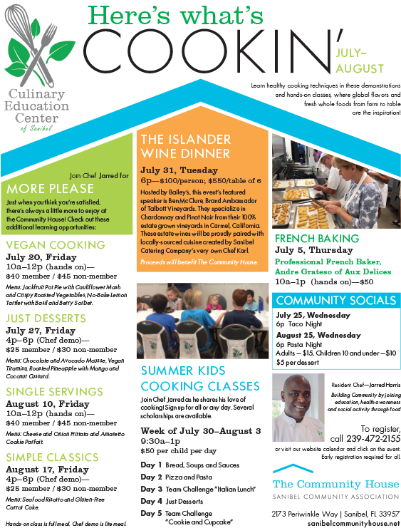 Culinary Education Center Of Sanibel - Flyer (600x751), Png Download