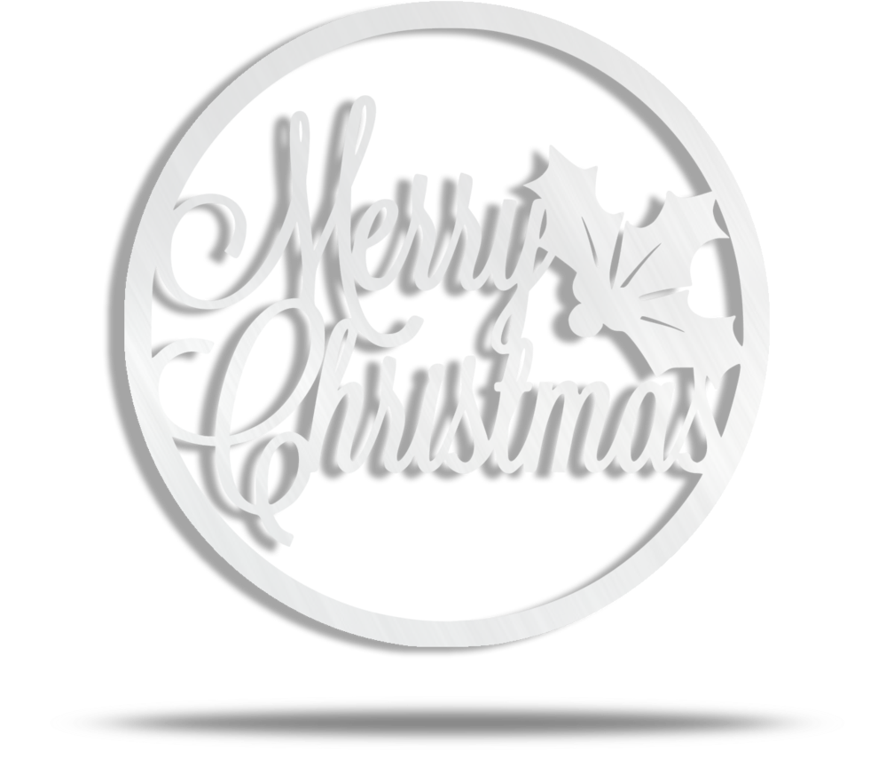 Merry Christmas Circle Steel Wall Sign - Calligraphy (1024x1024), Png Download