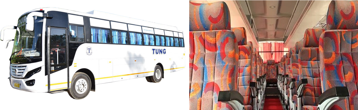 High Back /push Back Cabin Seating Capacity - Tour Bus Service (1253x383), Png Download