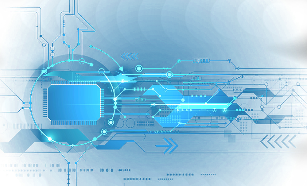 Blue Decorative Light Chip Science Technology Clipart - Circuits Light Blue (1000x606), Png Download