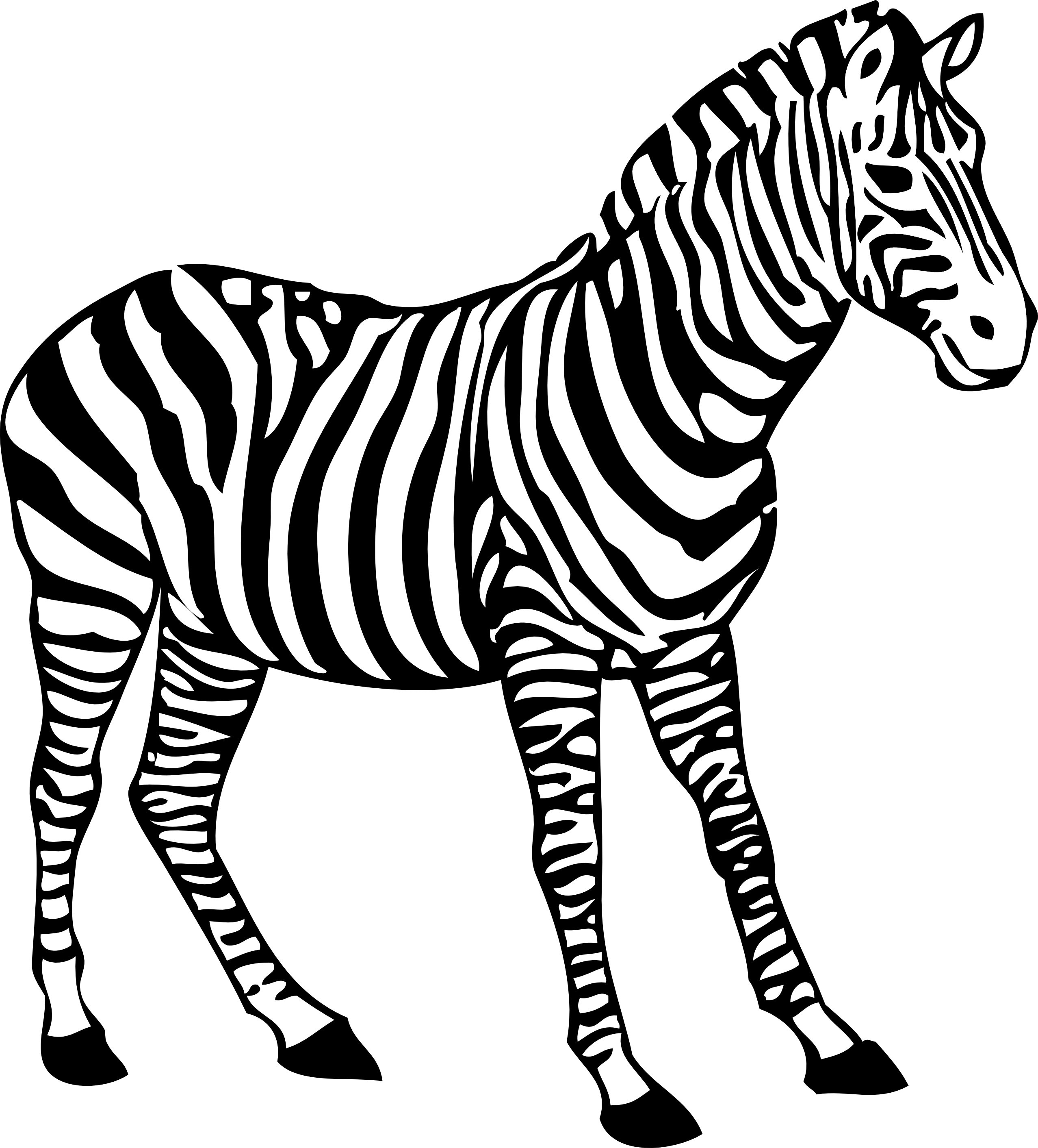 Zebra Clipart Black And White - Colouring Picture Of Zebra (2555x2824), Png Download
