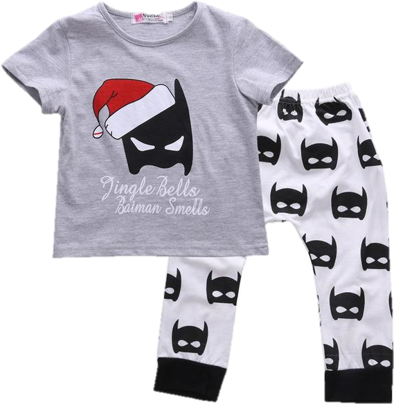 Baby Jingle Bells Batman 2pcs Set Www - Christmas Batman Pajamas For Boys (600x600), Png Download