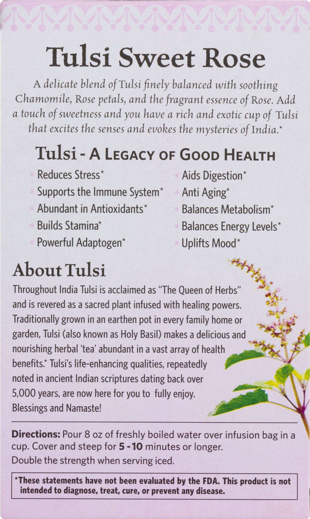 Organic India Tulsi Holy Basil Sweet Rose Herbal Supplement - Horse-heal (1800x1800), Png Download