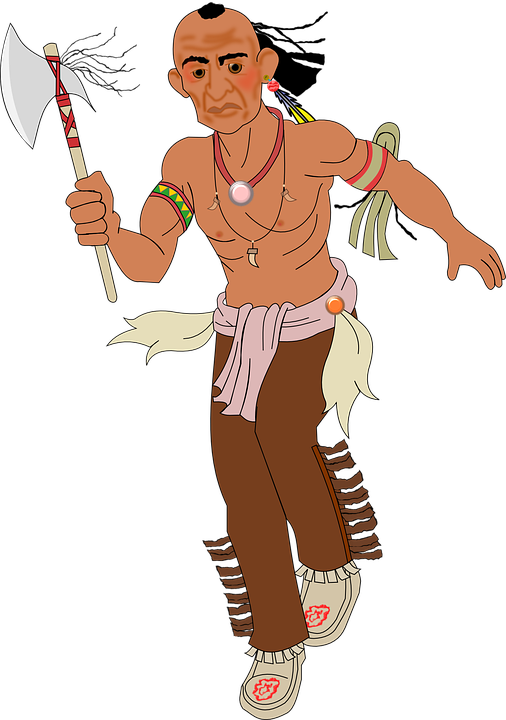 Axe, Indian, Running, Warpath, Man, Fighter - Indian Clipart Transparent (506x720), Png Download