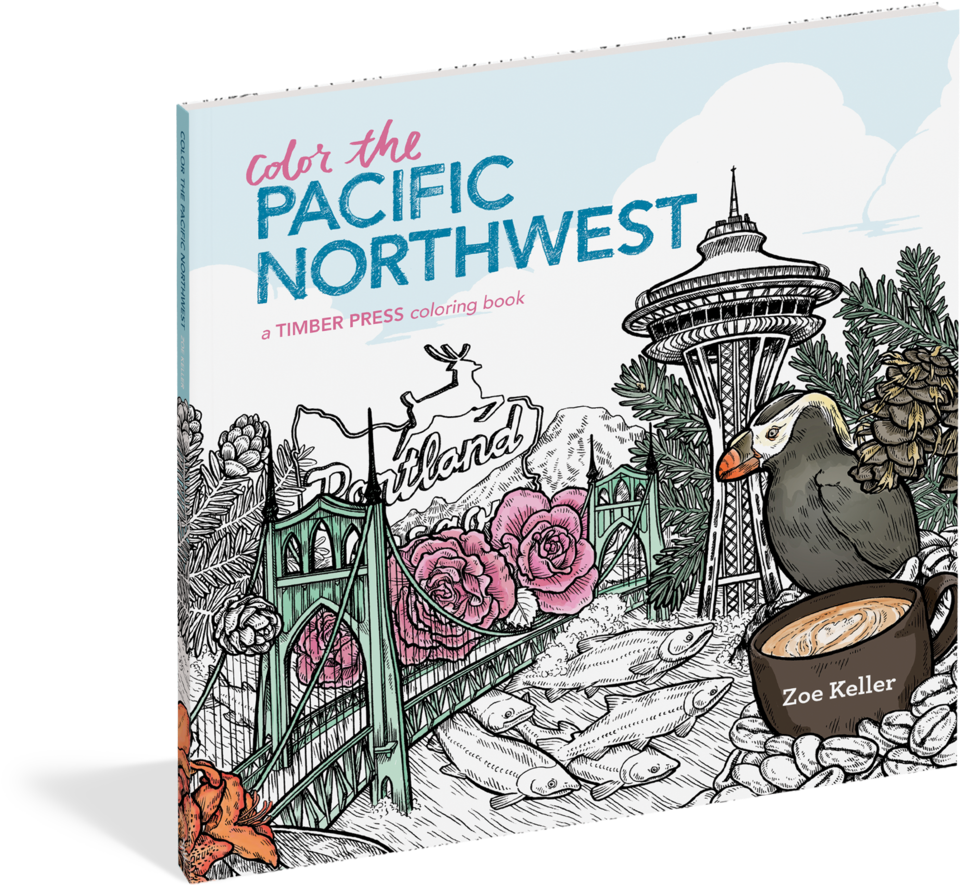 Color The Pacific Northwest: A Timber Press Coloring (1023x938), Png Download