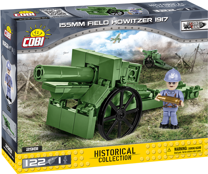 Cobi Ww1 - 155mm Field Howitzer 1917 (715x637), Png Download