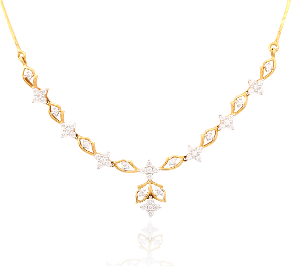 Spectacular Floral Diamond Necklace - Necklace (1000x1000), Png Download