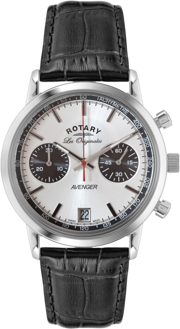 Rotary Men's Avenger Sport And Black Leather Strap - Rotary Les Originales Avenger (764x1200), Png Download