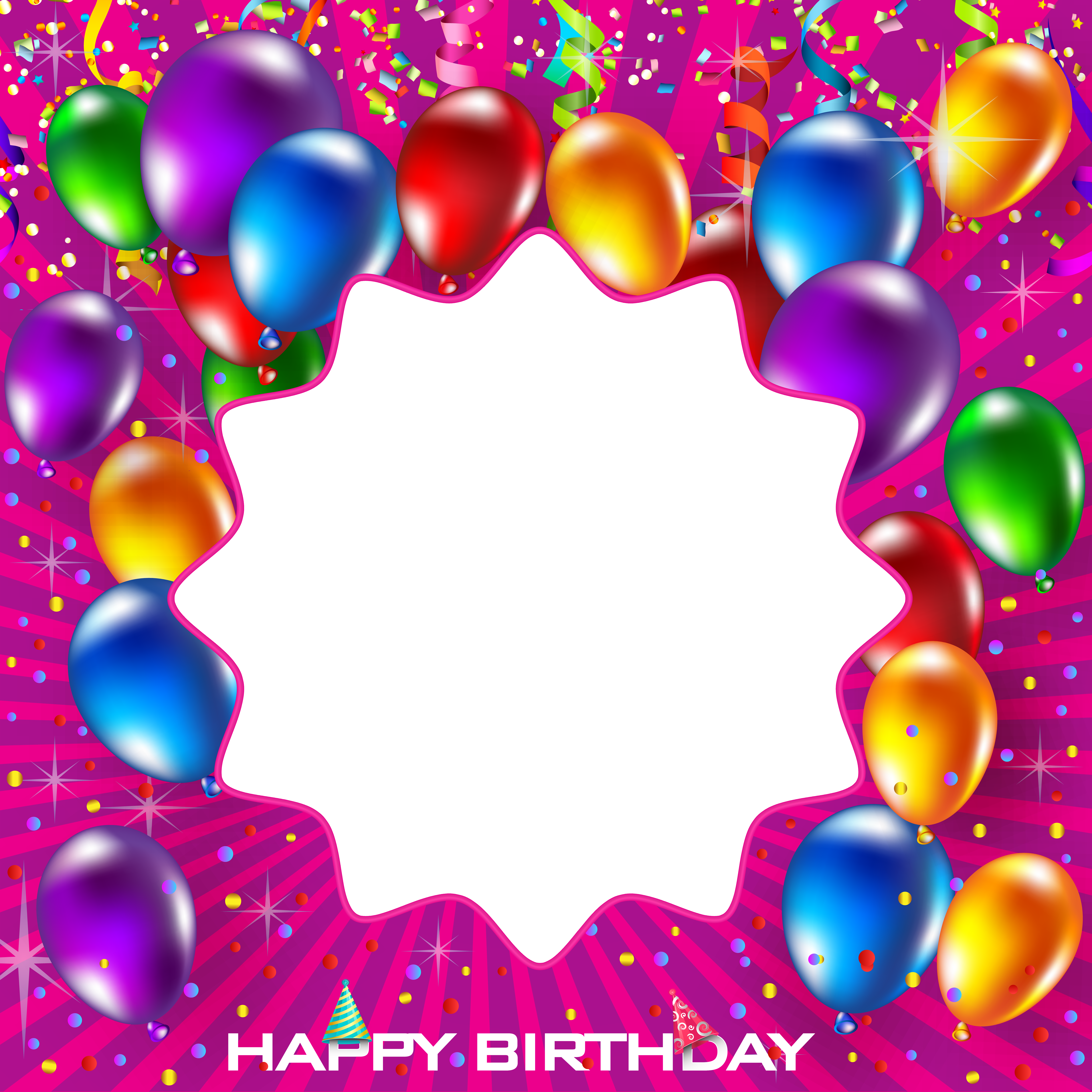 Happy Birthday Pink Png Frame - Circle (6000x6000), Png Download