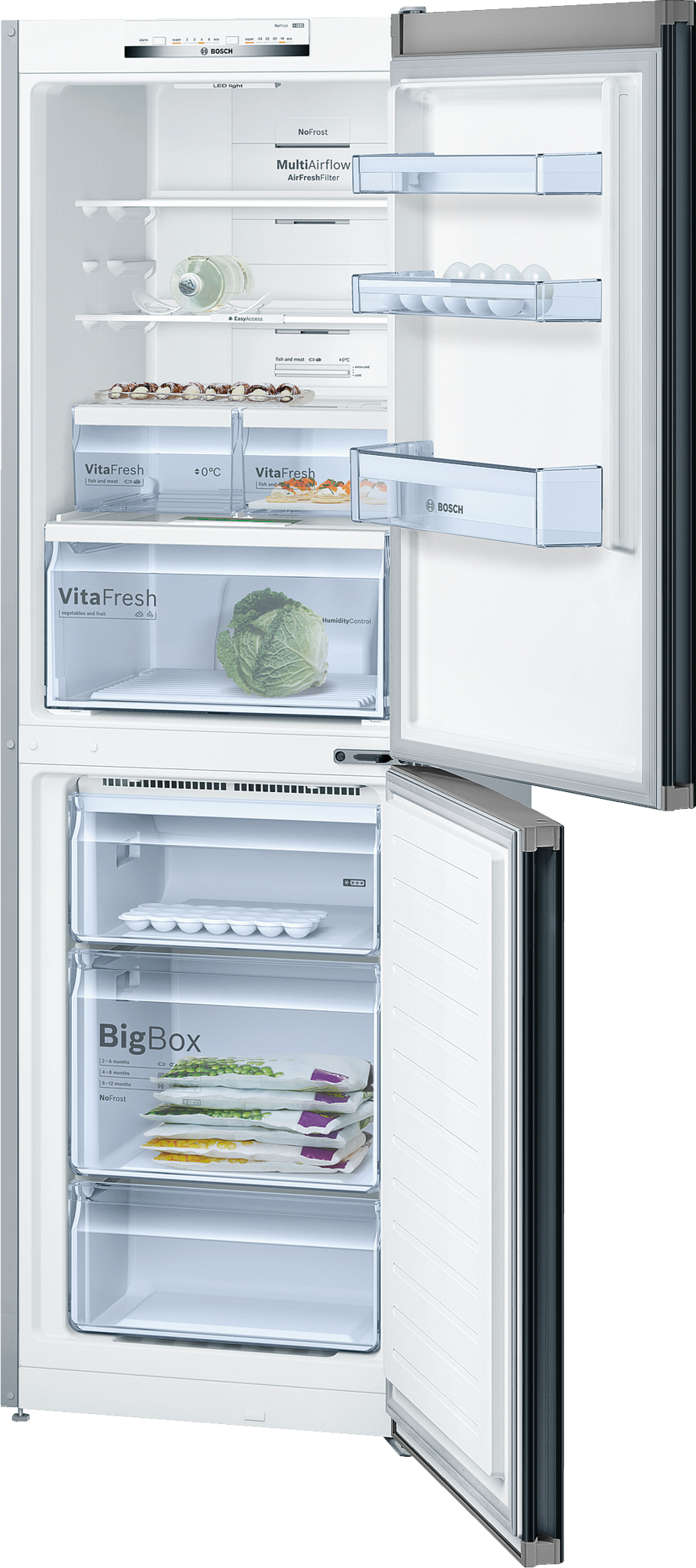 Bosch Fridge Freezer Serie 4 Kgn34vb35g Black Frost - Bosch Kgn34vb35g (909x2047), Png Download