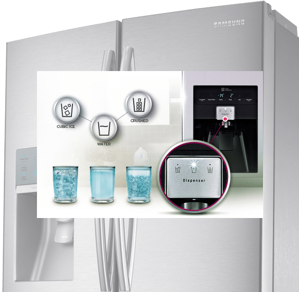 View American-style Fridge Freezers Inside American - American Style Fridge Freezer With Ice Dispenser (615x600), Png Download