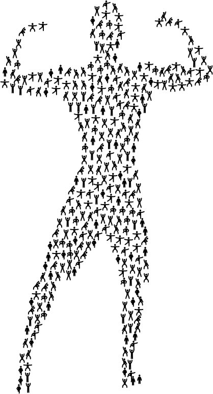 Bodybuilder Flexing Fitness Icons - Clip Art (418x774), Png Download