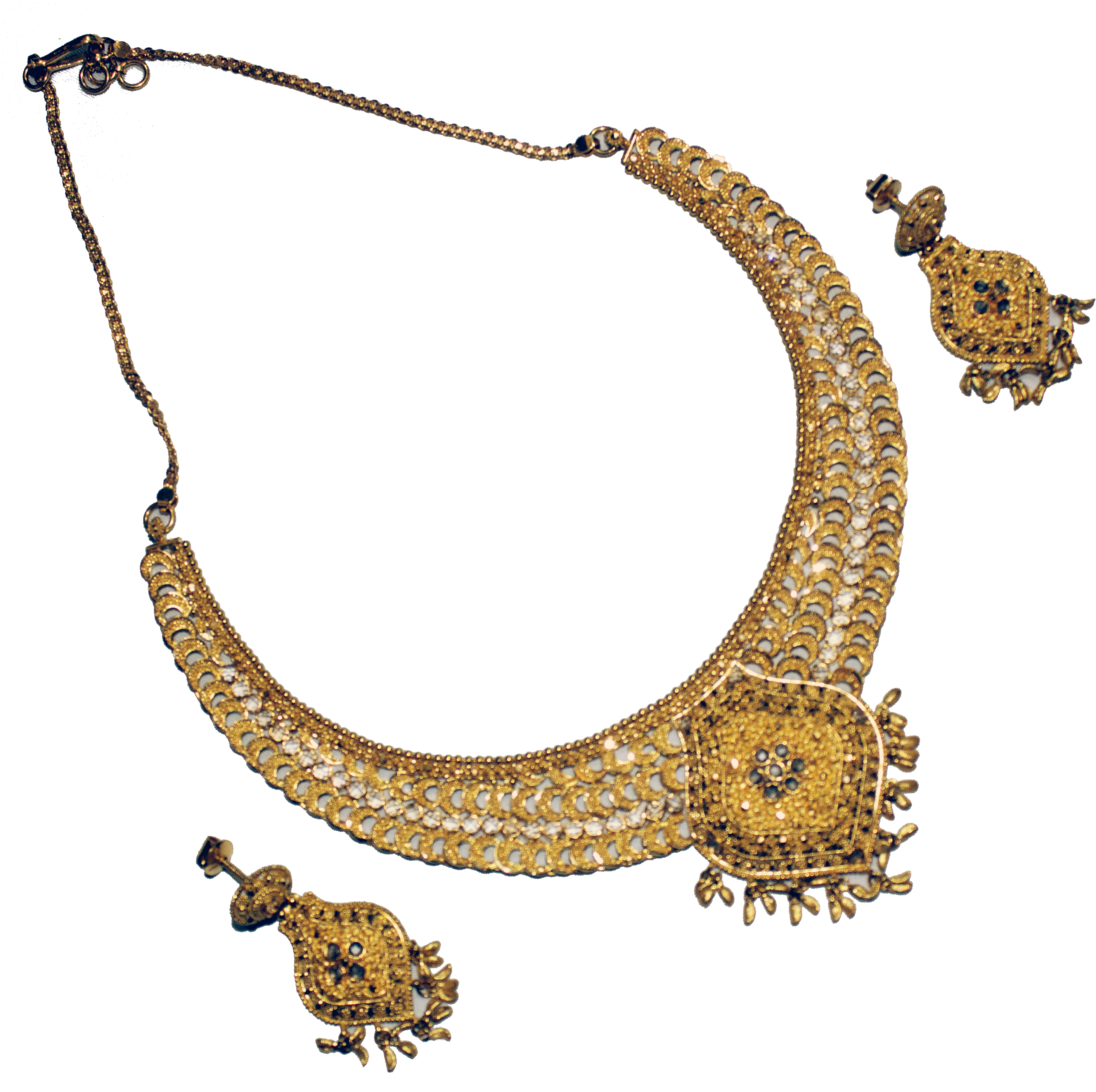 22ct Gold Necklace And Earrings - Necklace (2896x2832), Png Download