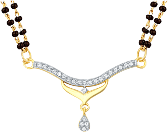 Mahi Gold Plated Sacred Knot Mangalsutra Pendant With - Cubic Zirconia (640x960), Png Download