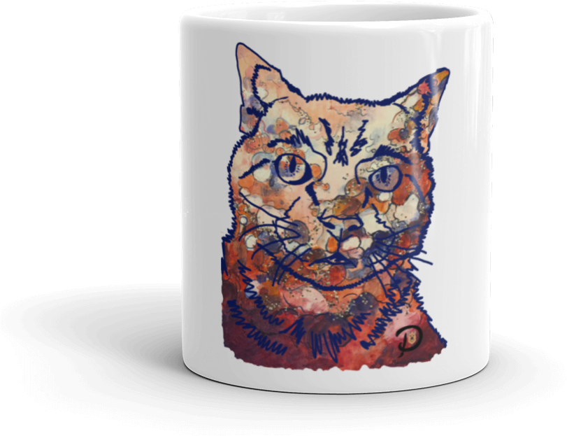 Artsy Cat Mug - Coffee Cup (1000x1000), Png Download