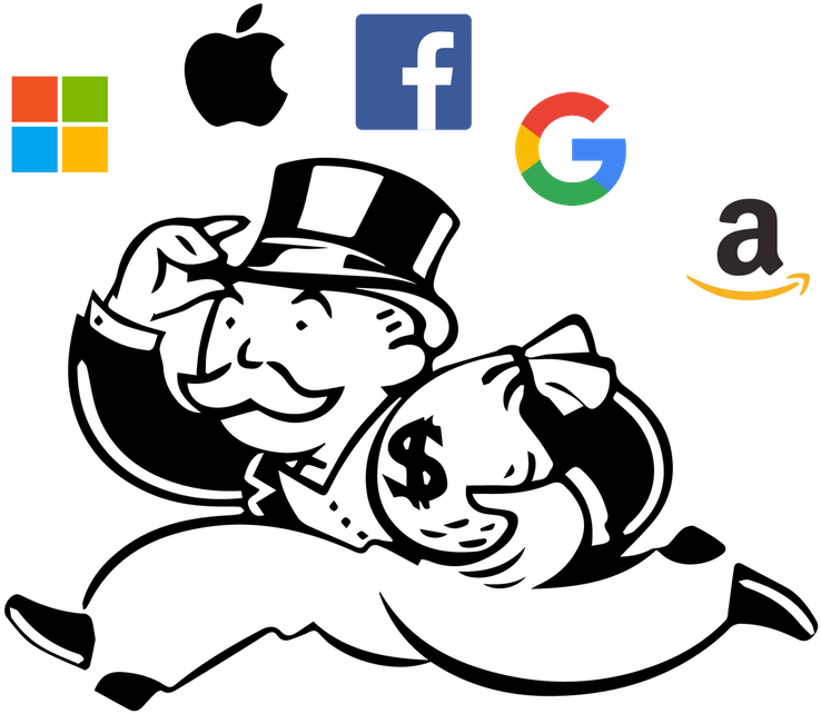 Big Tech - Monopoly Man With Money Bag (1356x668), Png Download