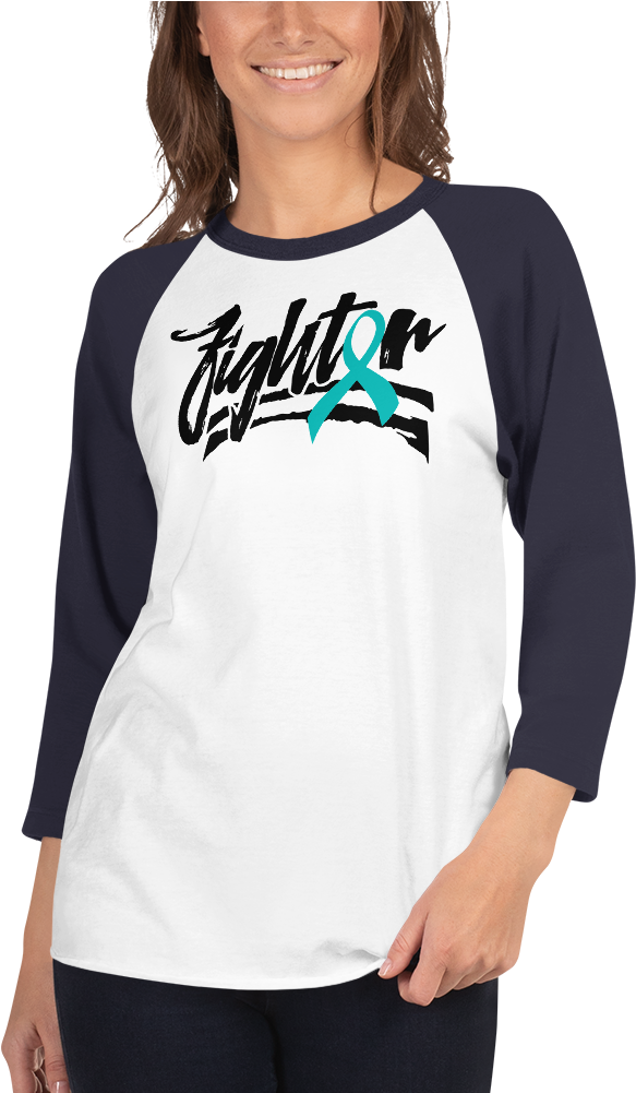 Teal Ribbon - Raglan Sleeve (1000x1000), Png Download