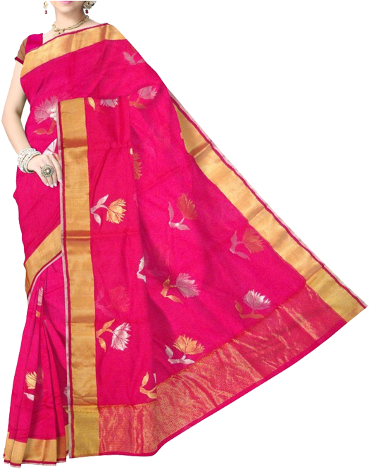 Artsy Silk Cotton Handwoven Chanderi Saree (800x800), Png Download