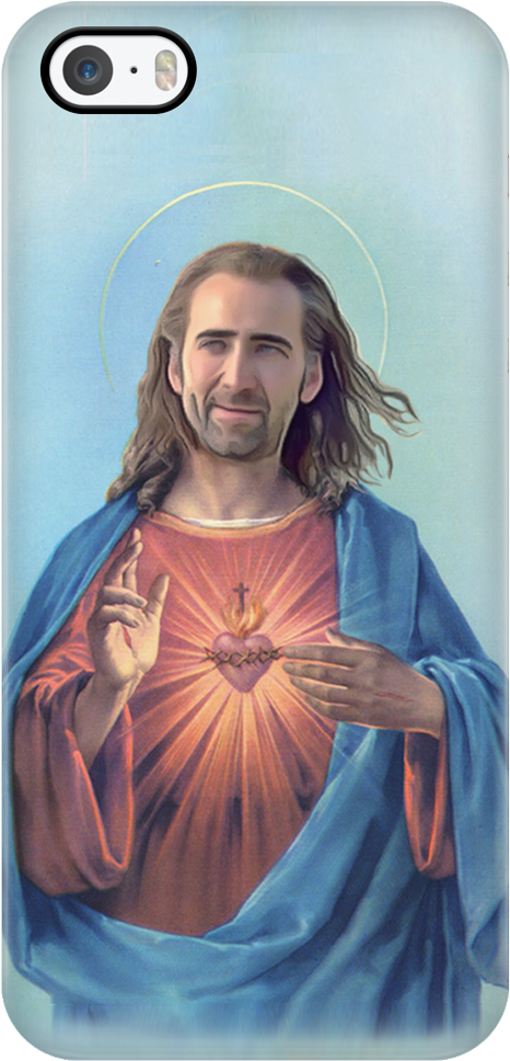 Nicolas Cage As Jesus Iphone Case - Jesus Christ Holy Heart (1024x1024), Png Download
