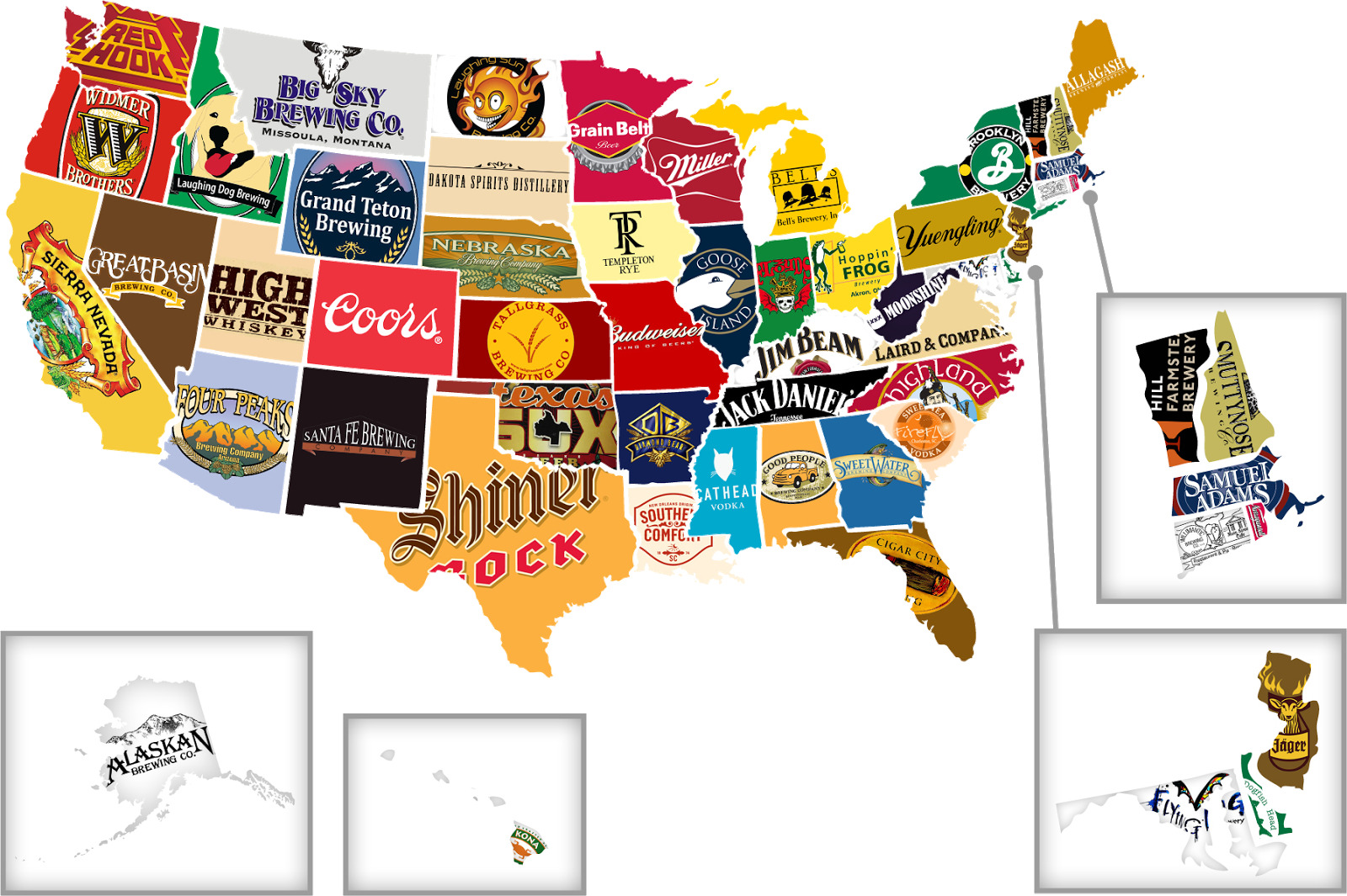 ¿cuál Es El Mayor Problema De Cada Estado - Us Map Of Beer (1600x1065), Png Download