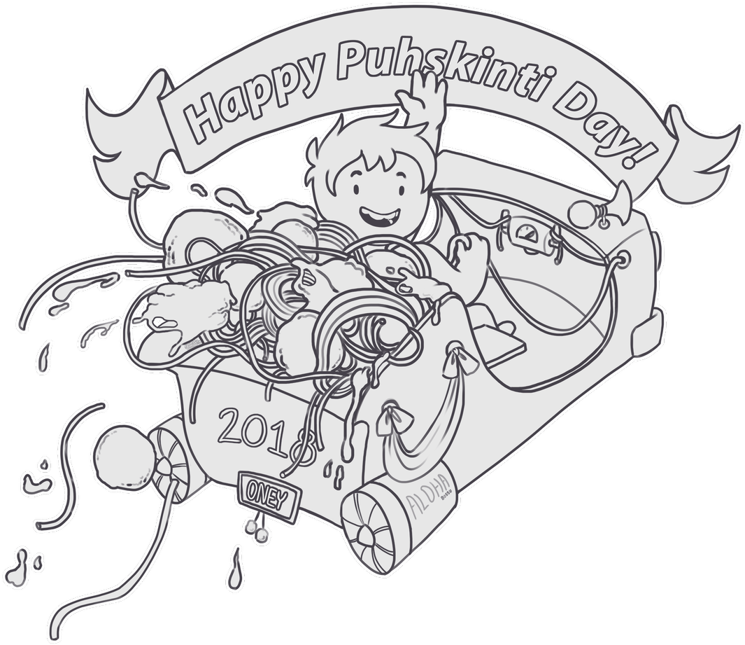 Happy Puhskinti Day 2018 - Line Art (1200x1200), Png Download