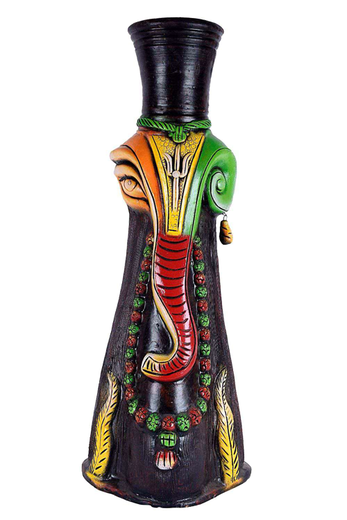 Ganesh Flower Vase - Pottery (500x750), Png Download