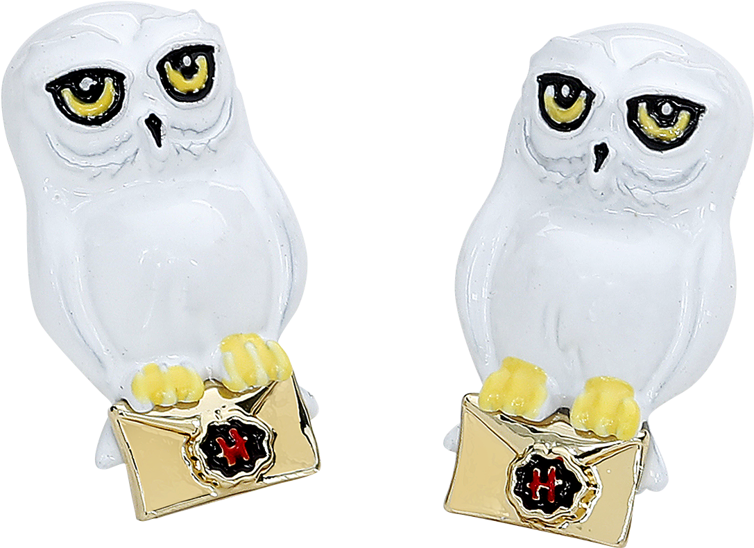 Harry Potter Hedwig Earring Set Gold Coloured - Snowy Owl (1100x804), Png Download