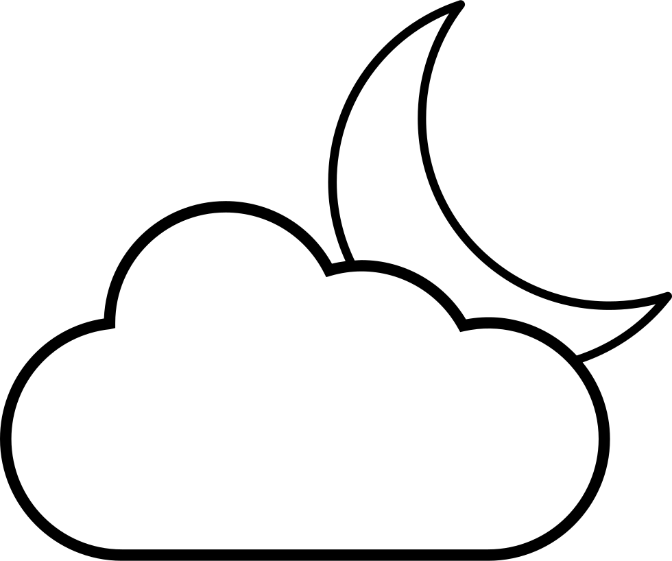 Free Black And White Clipart Book Cover With And Half - Crescent Moon And Clouds Drawing (980x818), Png Download
