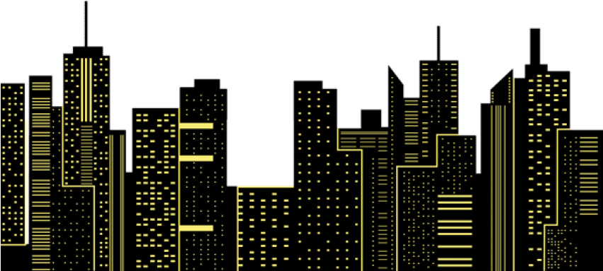 City Silhouette Transparent - Night City Silhouette Png (850x399), Png Download