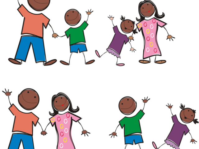 Black Clipart Stick Figure - Black Stick Figure Family (640x480), Png Download