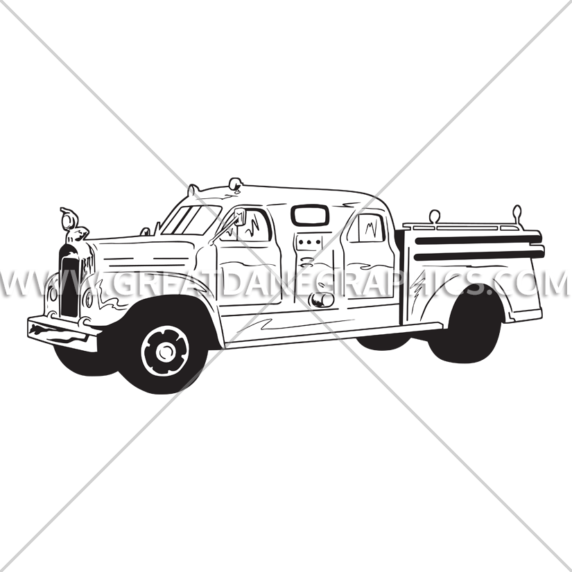 Collection Of Free Detailed Download On Ubisafe - Black And White Old Fire Truck Drawings (825x825), Png Download