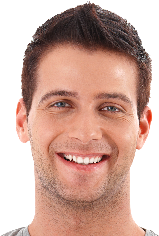 A Man Smiling - Cut With Bangs Men (579x814), Png Download