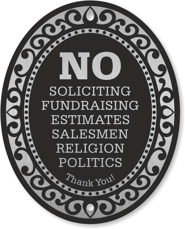 No Soliciting Thank You Diamondplate Door Sign - Circle (644x800), Png Download