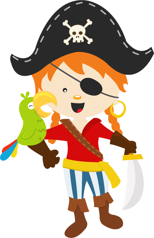 Pirate Kid Parrot - Cartoon (519x801), Png Download
