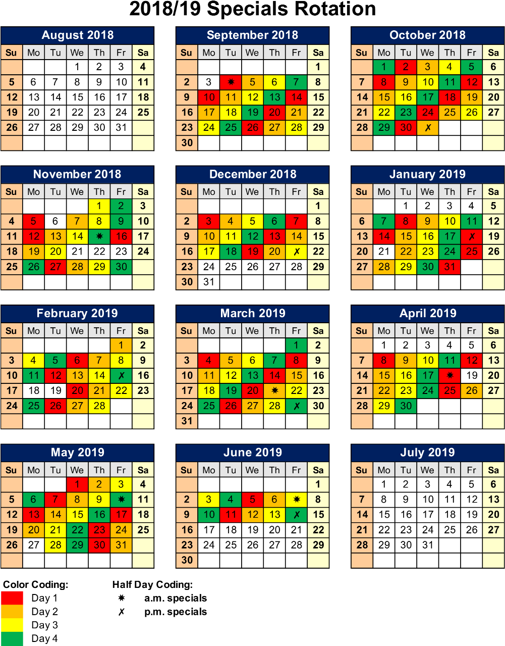 Specials Rotation - Coffee County Ga School Calendar 2016 17 (1000x1287), Png Download