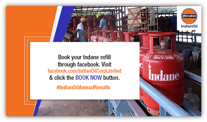 #book Your Indane Refill Through Our Facebook Page - Indian Oil Corporation (835x496), Png Download