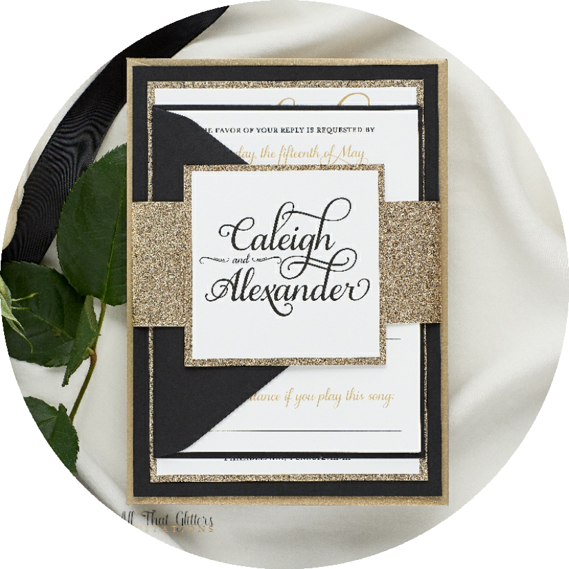 Glitter Wedding Invitations - Wedding Invitation (824x823), Png Download