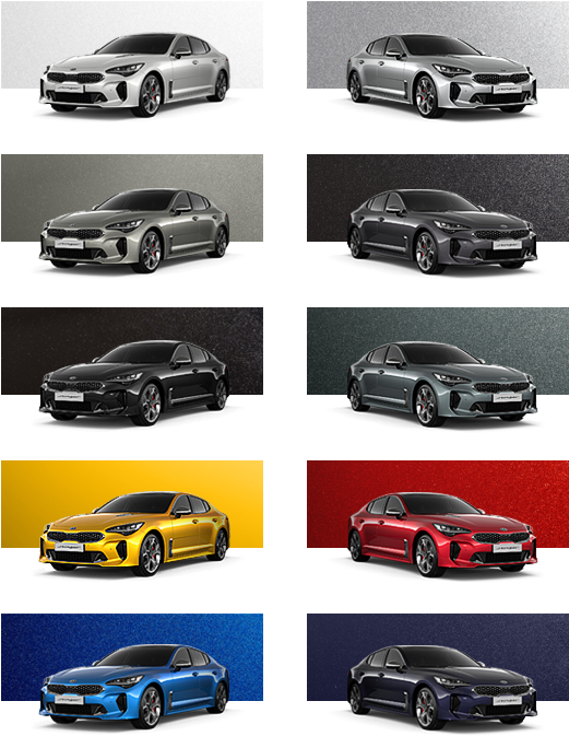 Previously Unimagined<br />innovative Colors - Kia Stinger All Colors (640x700), Png Download