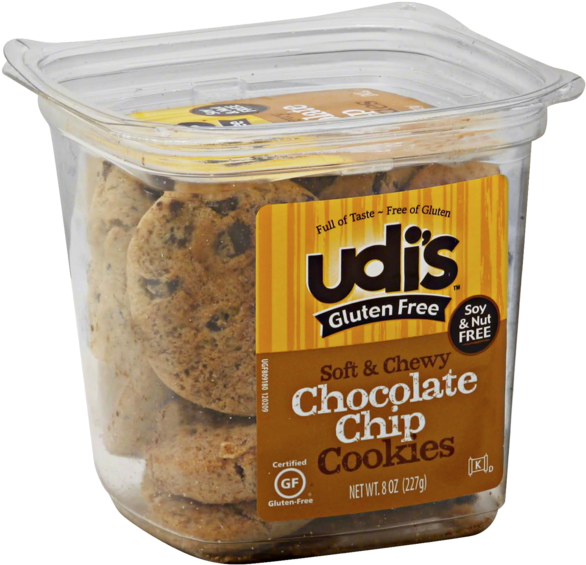 Udi's Gluten Free Chocolate Chip Cookies - Gold Udis Cookies Chocolate Chip (600x600), Png Download