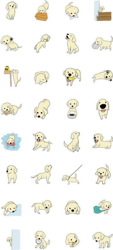 Golden Retriever Puppy Stickers - Cartoon (420x897), Png Download