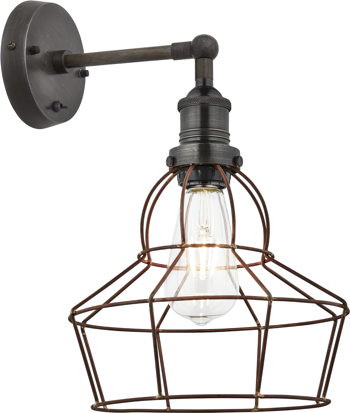 Brooklyn Rusty Cage Wall Light - Luminaria De Teto Vintage Luz (2048x2048), Png Download