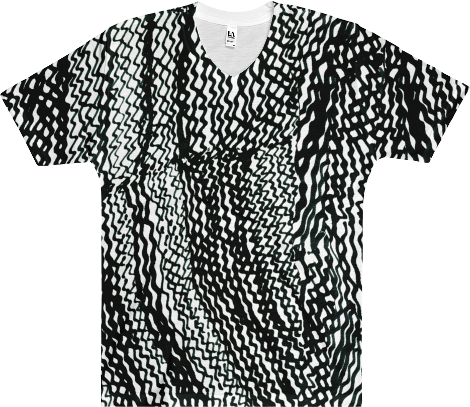 Scribbles Men's V Neck T Shirt Front - Monochrome (1000x1000), Png Download