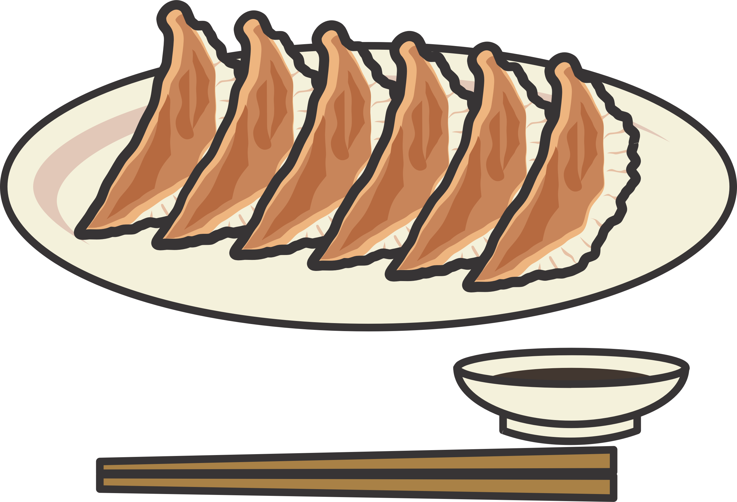 Dumpling Clipart Gyoza - 餃子 Clipart (2400x1636), Png Download