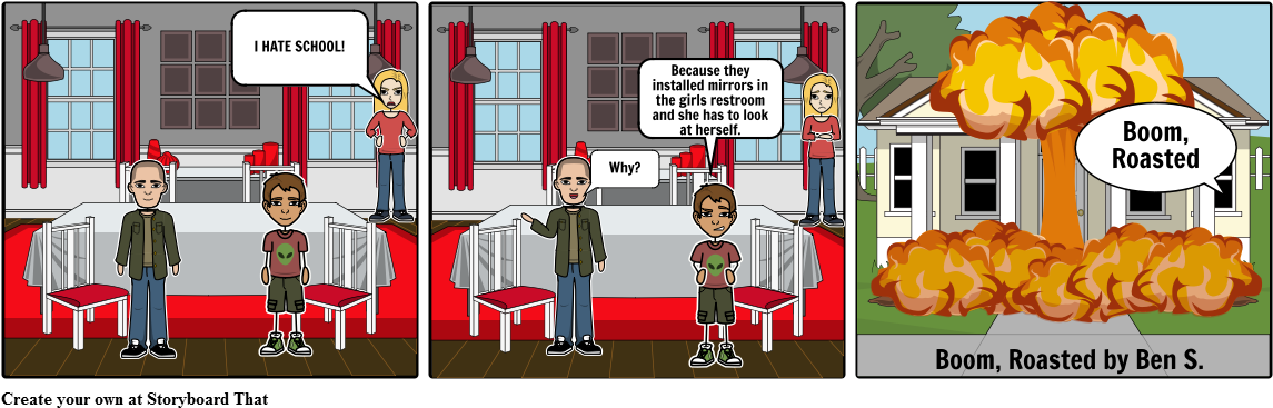 Boom, Roasted - Cartoon (1164x385), Png Download