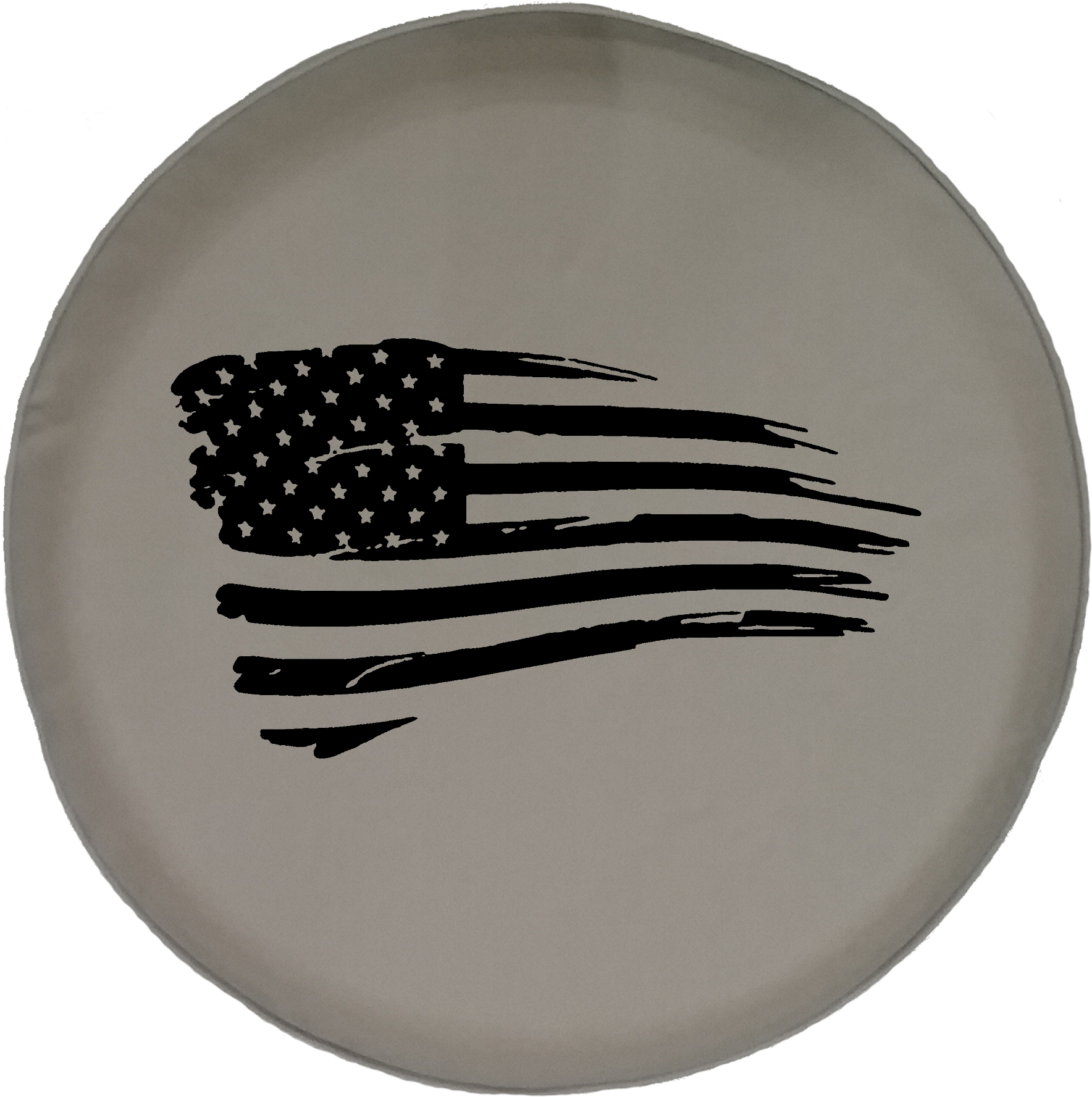 Jeep Liberty Tire Cover With Waving American Flag - Tattered American Flag Tattoo Black And White (1768x1777), Png Download