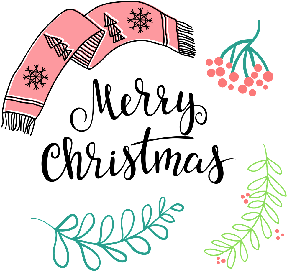 Hand Drawn Christmas Flower Decoration (1024x1024), Png Download